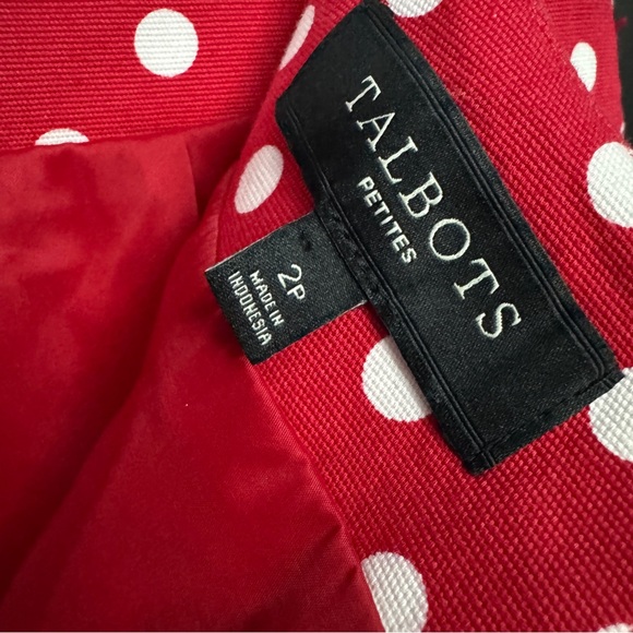 Talbots Petites 2P Red Polka Dot Knee Length Pencil Skirt - Picture 4 of 7